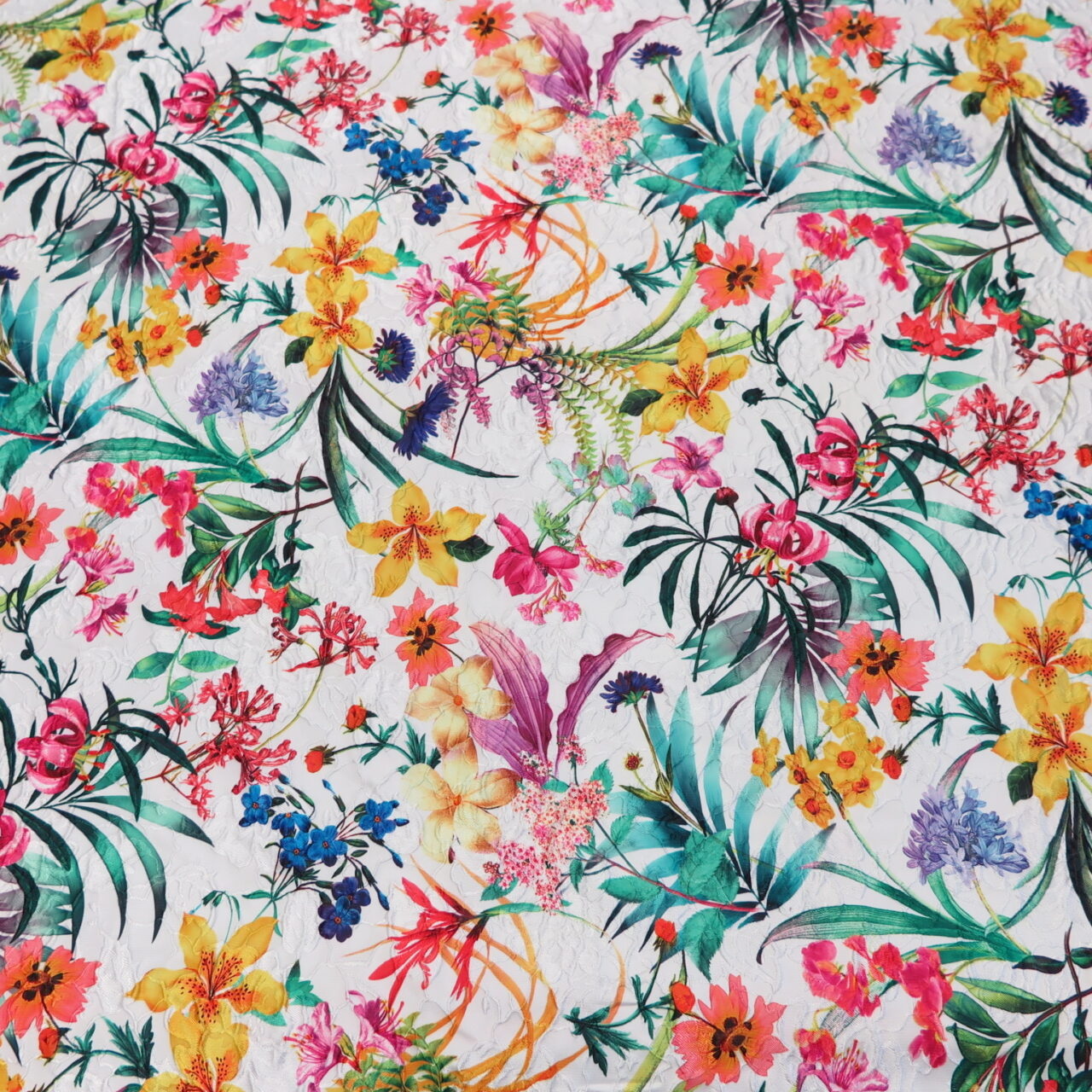 Jacquard Fabric with Colorful, Popping Floral Pattern • Promenade Fine ...