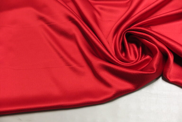 100% Silk 4-Ply Crepe Fabric, Satin, Classic Red • Promenade Fine Fabrics