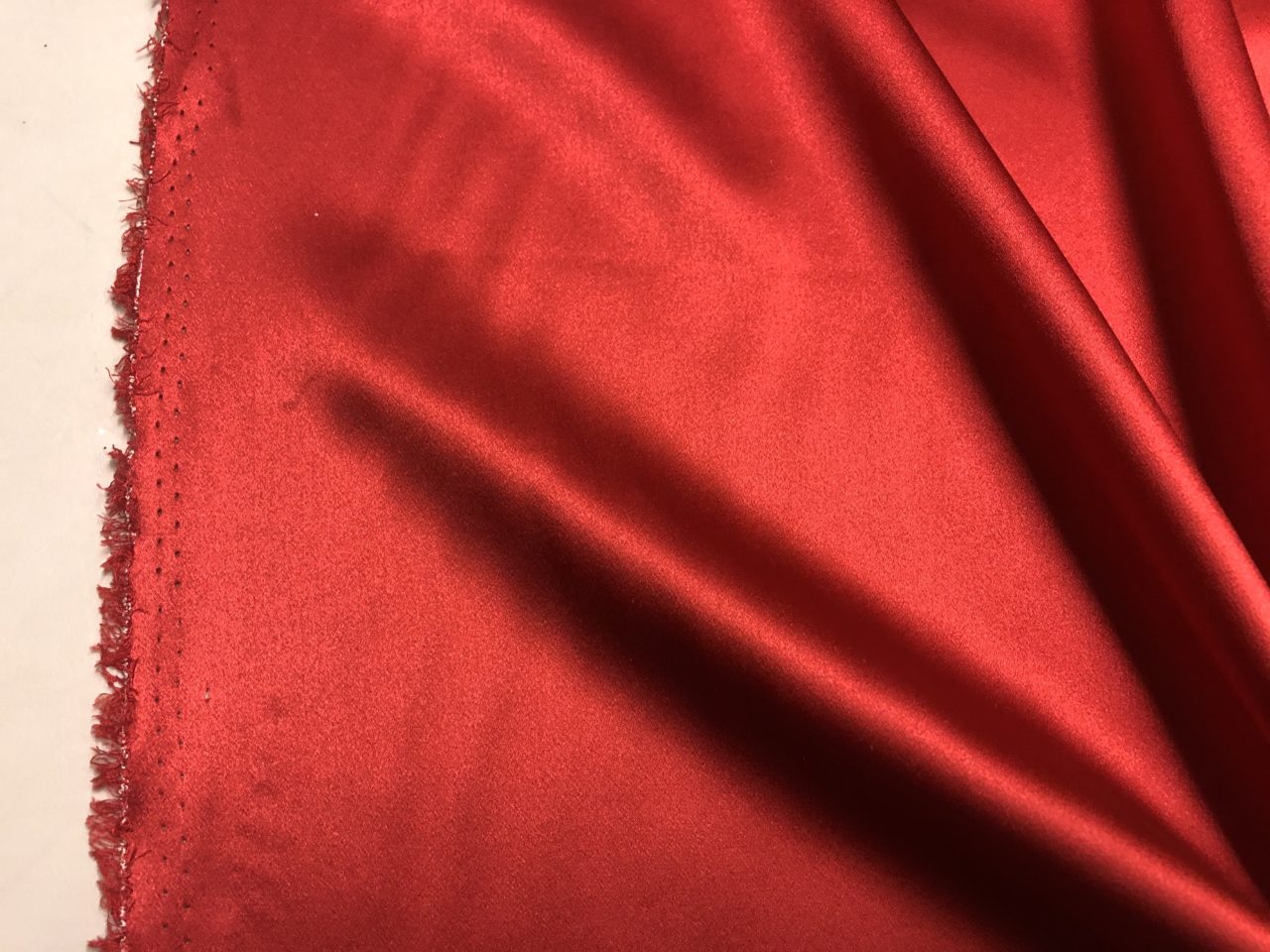 100% Silk 4-Ply Crepe Fabric, Satin, Classic Red • Promenade Fine Fabrics