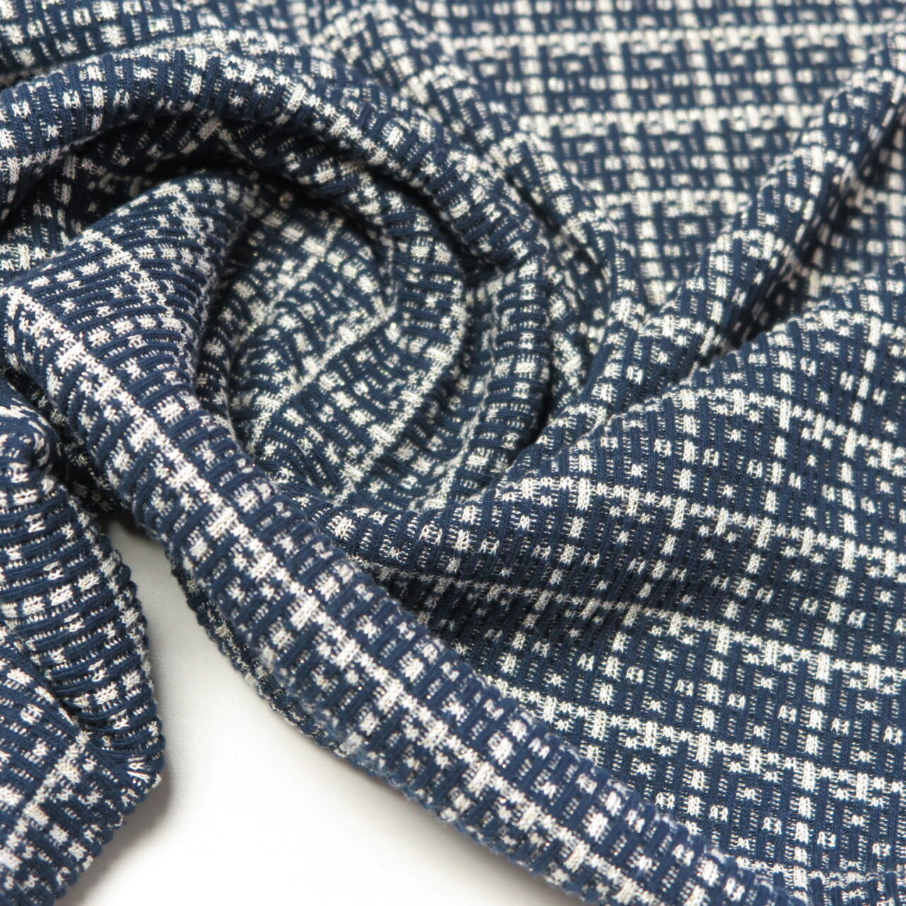 Cotton Blend Tweed-Like Knit Fabric, Plaid Pattern • Promenade Fine Fabrics