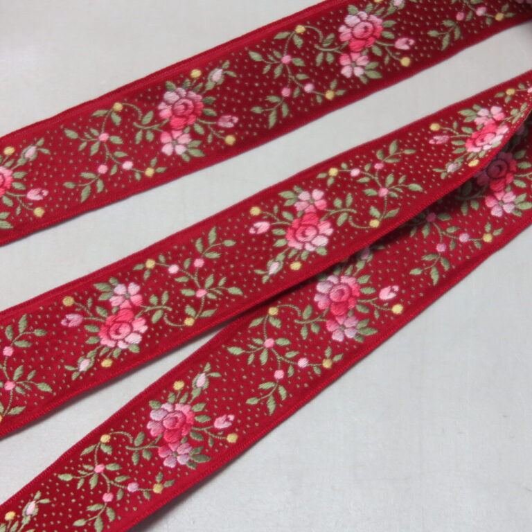 1 1/2 Inch Jacquard Cloth Ribbon Art Nouveau Pink 