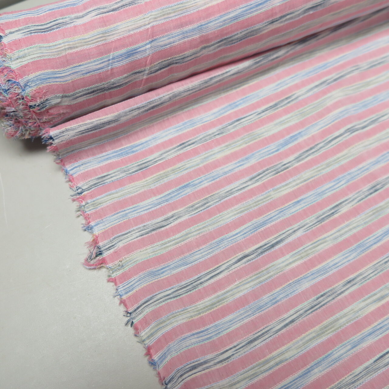 100% Cotton Lawn Fabric, Ikat Stripe • Promenade Fine Fabrics