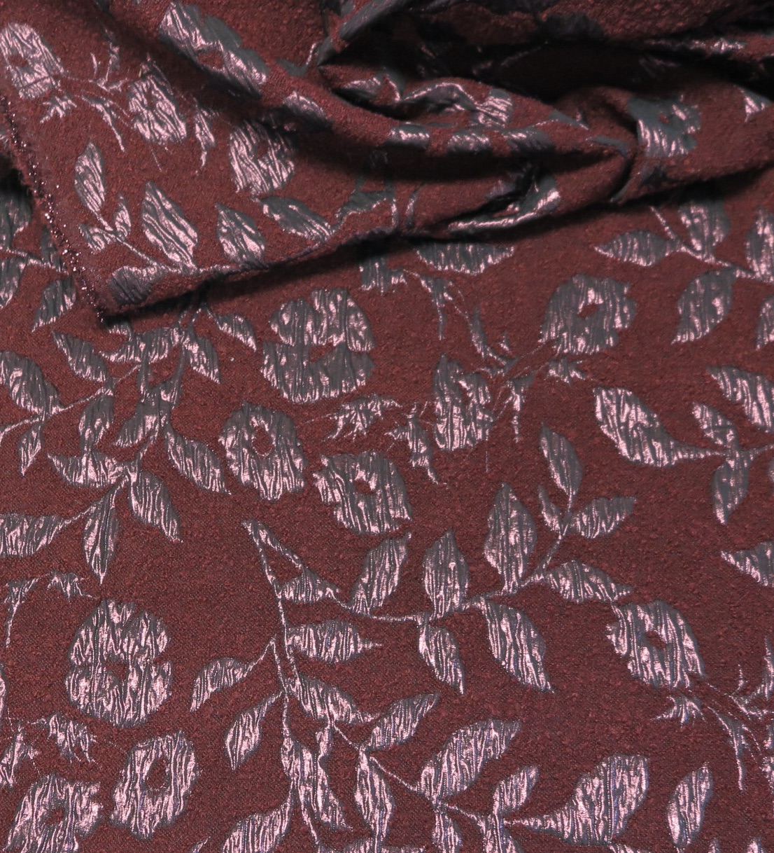 Wool Blend Jacquard Fabric with Metallic Lifted Floral Pattern, 2 5/8+ Yard  Piece • Promenade Fine Fabrics