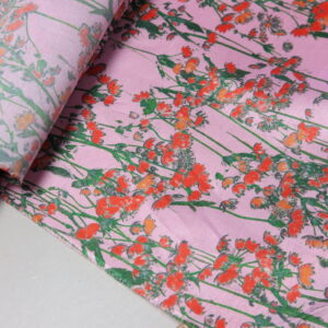 Poly Shantung Floral Fabric 1-2