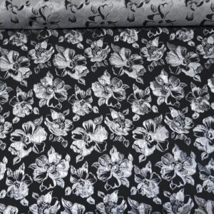 Stretch Floral Brocade Fabric 1-2